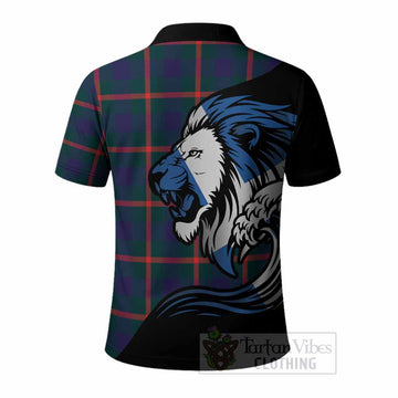 Agnew Tartan Crest Polo Shirt Scottish Golden Lions Wave Flow