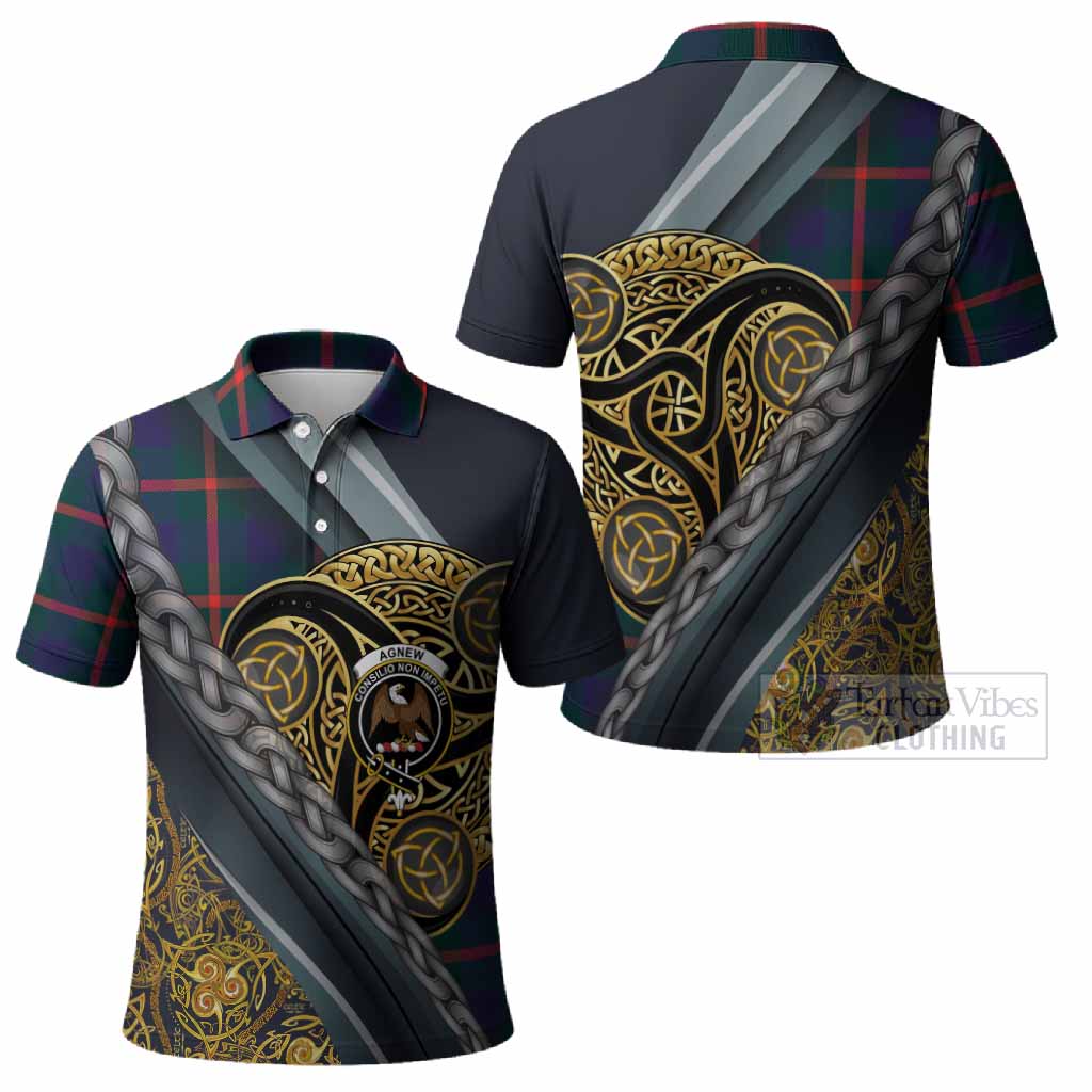 Agnew Tartan Crest Polo Shirt Scottish Triskele Celtic