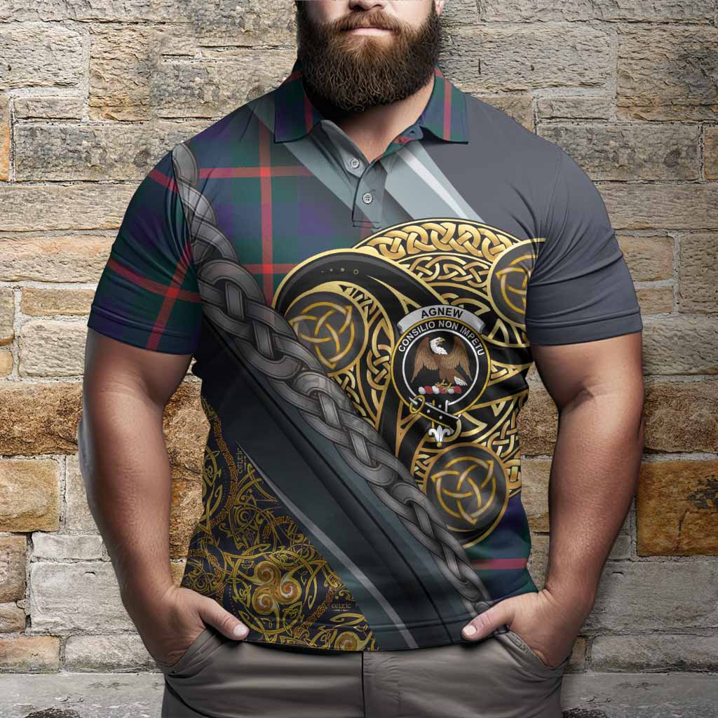 Agnew Tartan Crest Polo Shirt Scottish Triskele Celtic