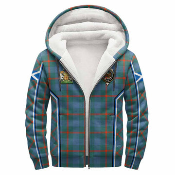 Agnew Tartan Crest Sherpa Hoodie Scotland Coat of Arm Flag Style