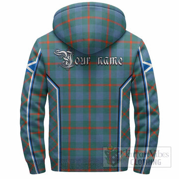 Agnew Tartan Crest Sherpa Hoodie Scotland Coat of Arm Flag Style
