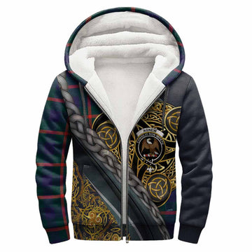 Agnew Tartan Crest Sherpa Hoodie Scottish Triskele Celtic
