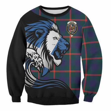 Agnew Tartan Crest Sweatshirt Scottish Golden Lions Wave Flow