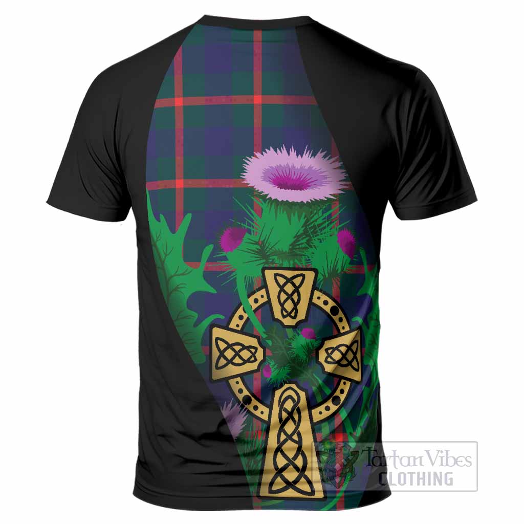 Agnew Tartan Crest T-Shirt Celtic Cross Thistle Flowers