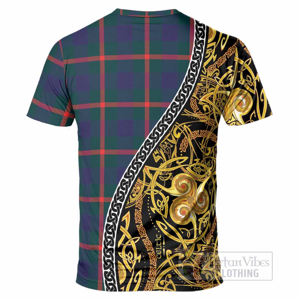 Agnew Tartan Crest T-Shirt Celtic Knot and Triple Trickle Spiral Symbols