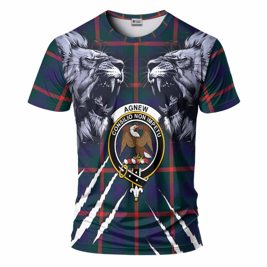 Agnew Tartan Crest T-Shirt Ferocious Lion Style