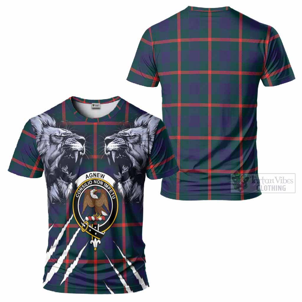 Agnew Tartan Crest T-Shirt Ferocious Lion Style