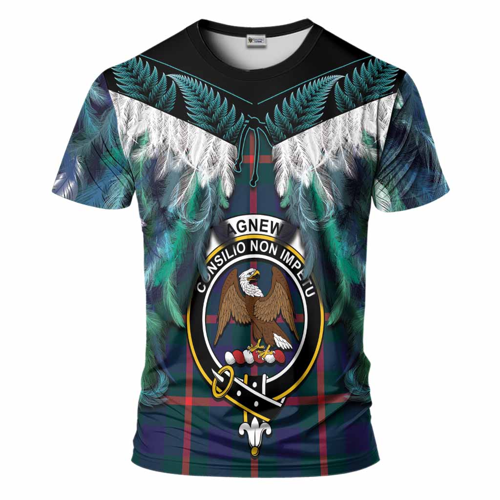 Agnew Tartan Crest T-Shirt New Zealand Maori Korowai Cloak