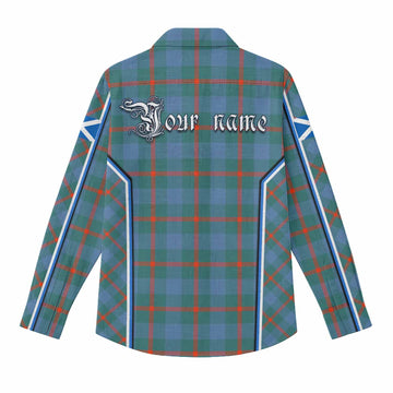 Agnew Tartan Crest Women Casual Shirt Scotland Coat of Arm Flag Style