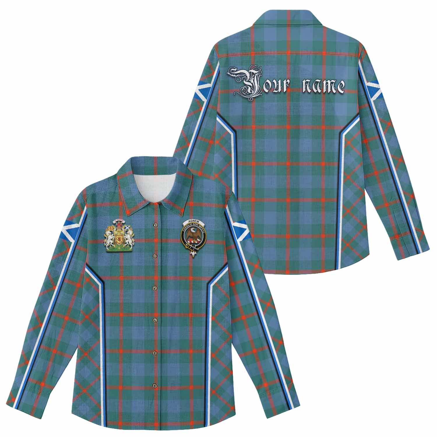 Agnew Tartan Crest Women Casual Shirt Scotland Coat of Arm Flag Style - Tartan Vibes Clothing