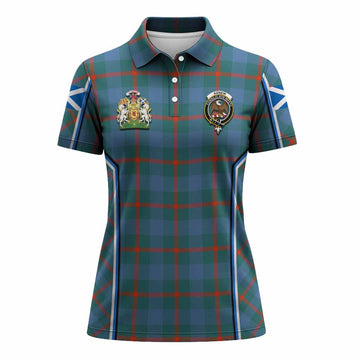 Agnew Tartan Crest Women's Polo Shirt Scotland Coat of Arm Flag Style