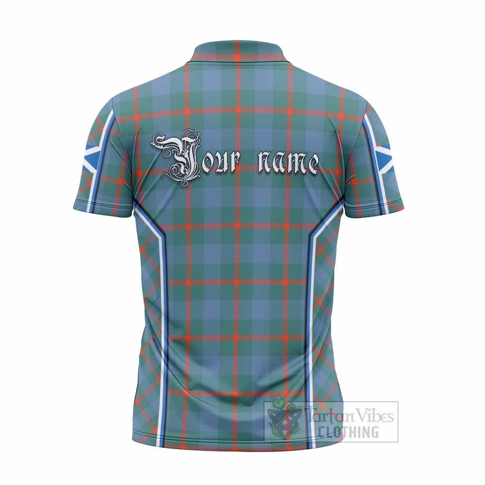 Agnew Tartan Crest Zipper Polo Shirt Scotland Coat of Arm Flag Style - Tartan Vibes Clothing