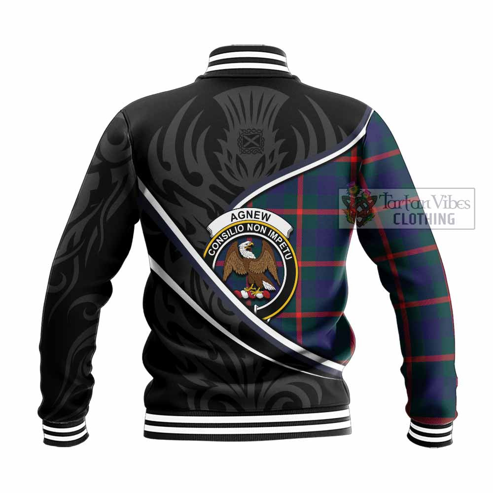 Agnew Tartan Family Crest Baseball Jacket Celtic Scottish Thistle Floral - Tartan Vibes Clothing