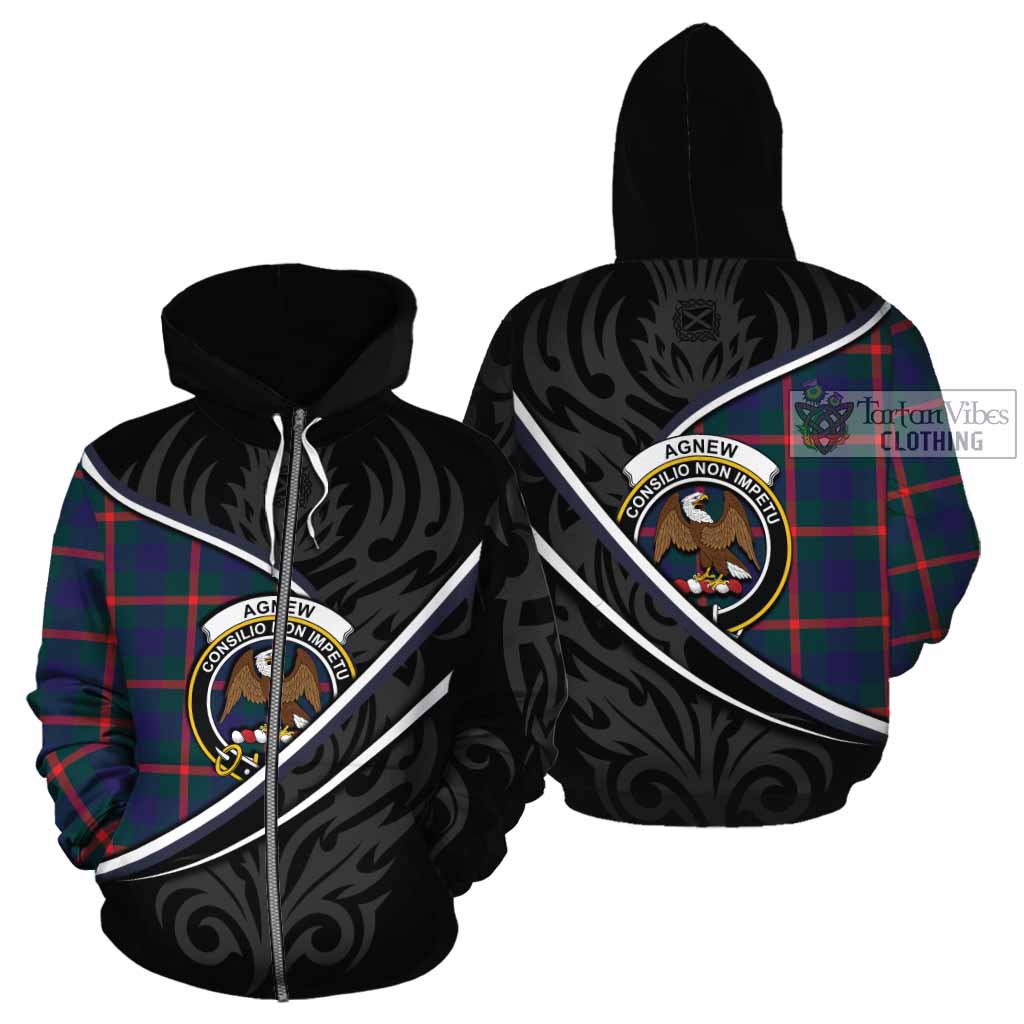 Agnew Tartan Family Crest Cotton Hoodie Celtic Scottish Thistle Floral - Tartan Vibes Clothing