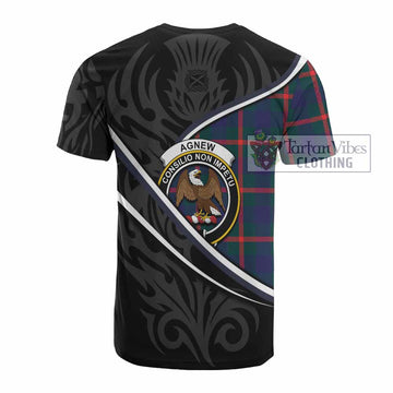 Agnew Tartan Family Crest Cotton T-shirt Celtic Scottish Thistle Floral