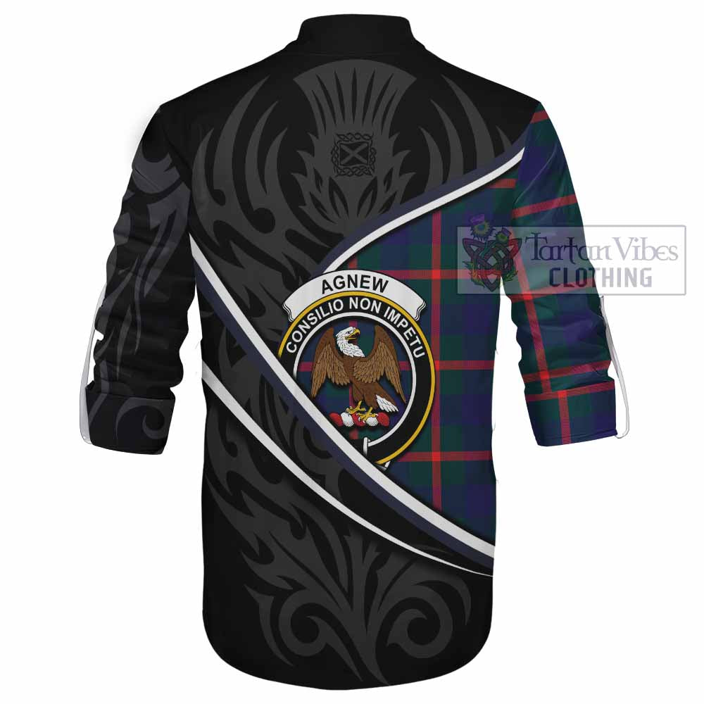Agnew Tartan Family Crest Ghillie Kilt Shirt Celtic Scottish Thistle Floral - Tartan Vibes Clothing