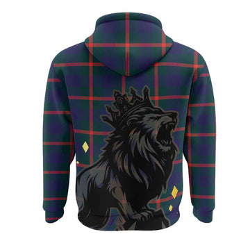 Agnew Tartan Family Crest Hoodie Crowned Lion Roaring