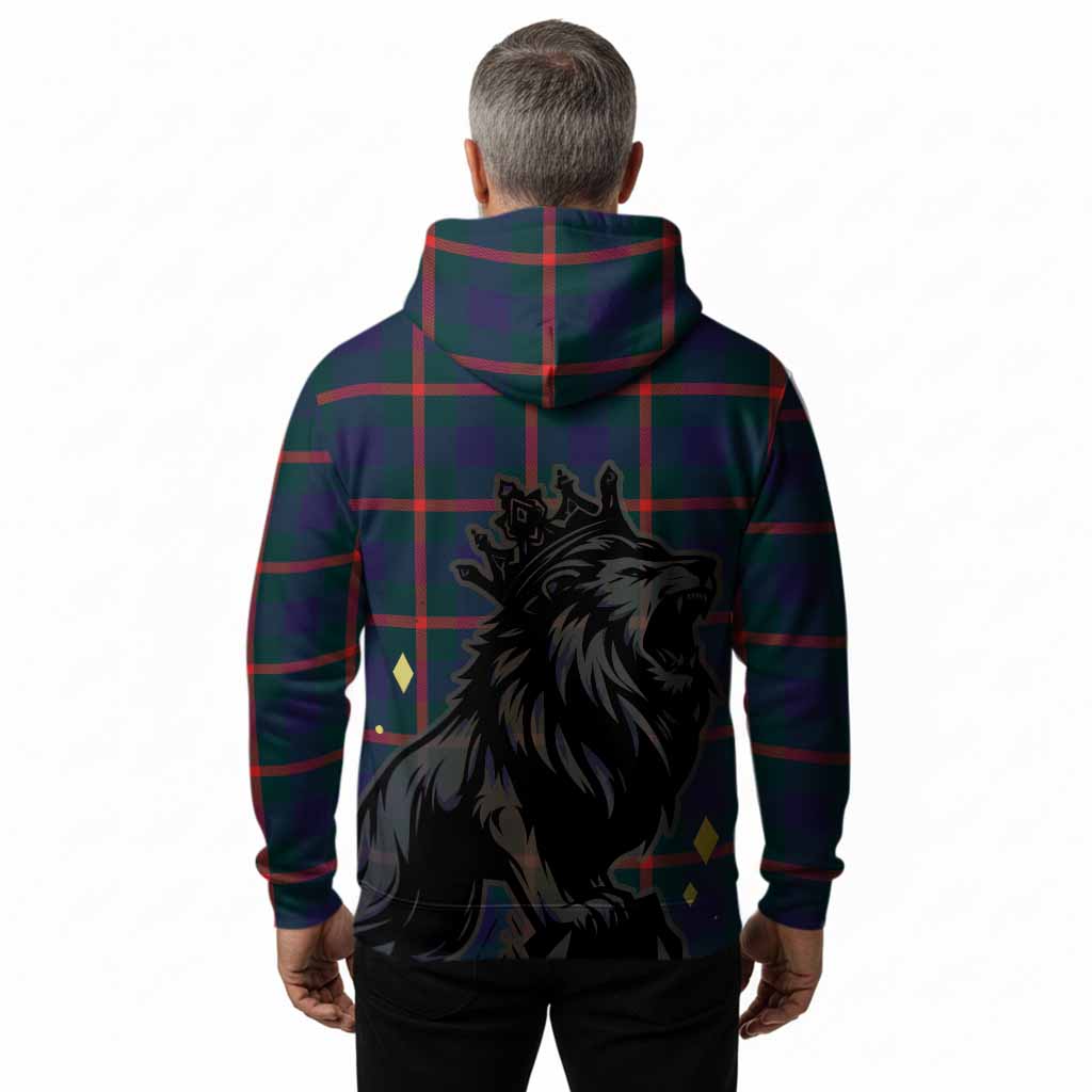 Agnew Tartan Family Crest Hoodie Crowned Lion Roaring