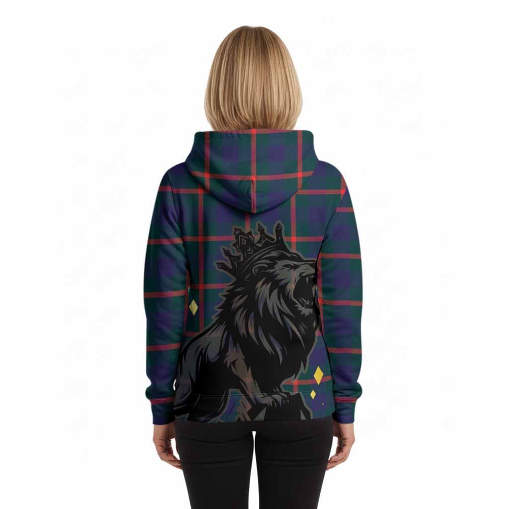 Agnew Tartan Family Crest Hoodie Crowned Lion Roaring