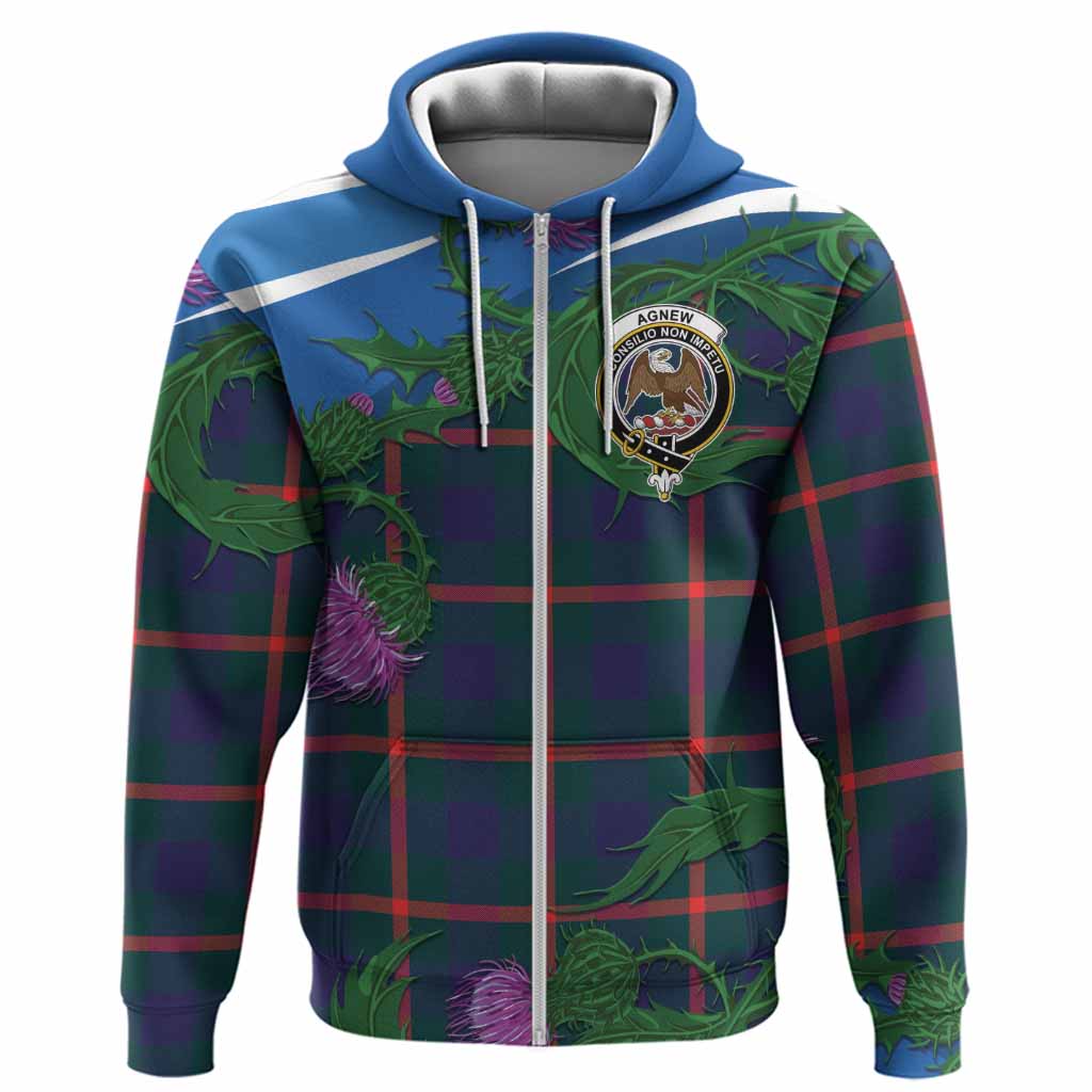 Agnew Tartan Family Crest Hoodie Thistle in Minimalism