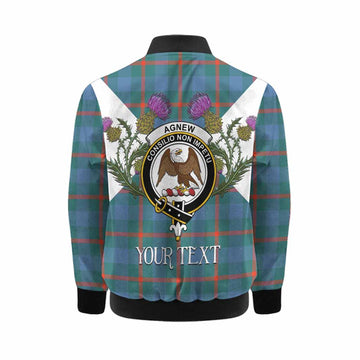 Agnew Tartan Family Crest Kid Bomber Jacket Scottish Burns Night Thistle Floral