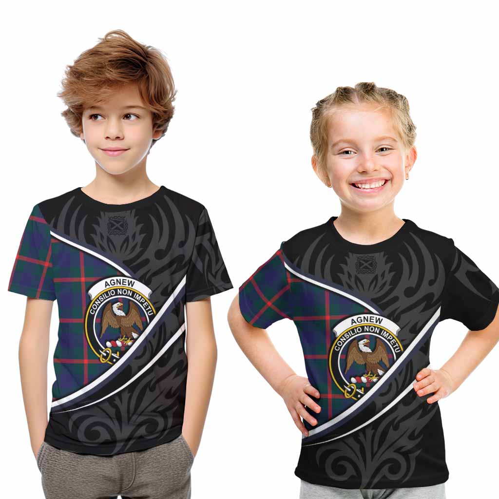 Agnew Tartan Family Crest Kid T-shirt Celtic Scottish Thistle Floral - Tartan Vibes Clothing