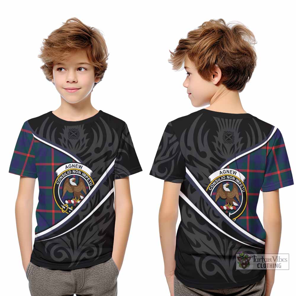 Agnew Tartan Family Crest Kid T-shirt Celtic Scottish Thistle Floral - Tartan Vibes Clothing