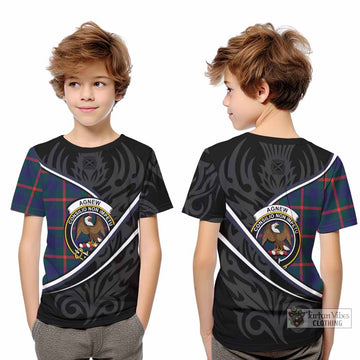 Agnew Tartan Family Crest Kid T-shirt Celtic Scottish Thistle Floral - Tartan Vibes Clothing