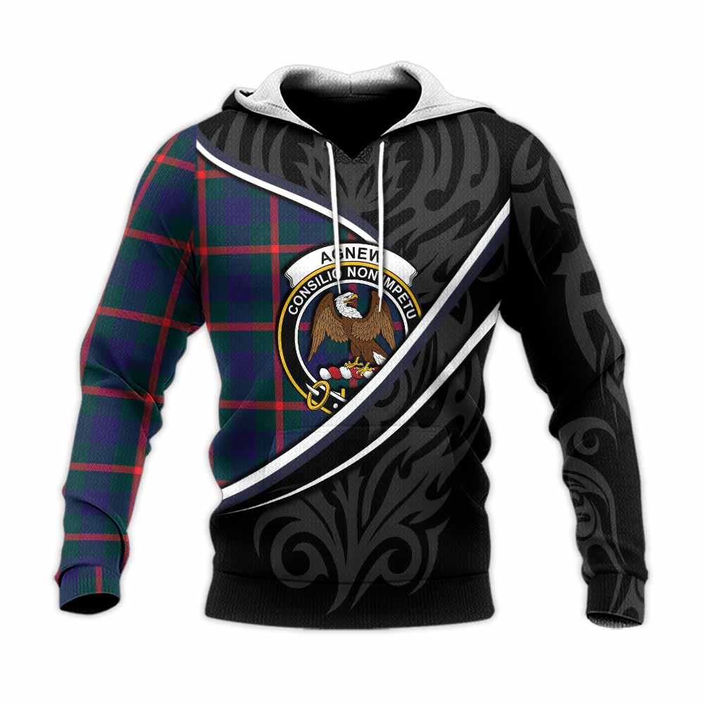 Agnew Tartan Family Crest Knitted Hoodie Celtic Scottish Thistle Floral - Tartan Vibes Clothing