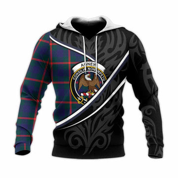 Agnew Tartan Family Crest Knitted Hoodie Celtic Scottish Thistle Floral