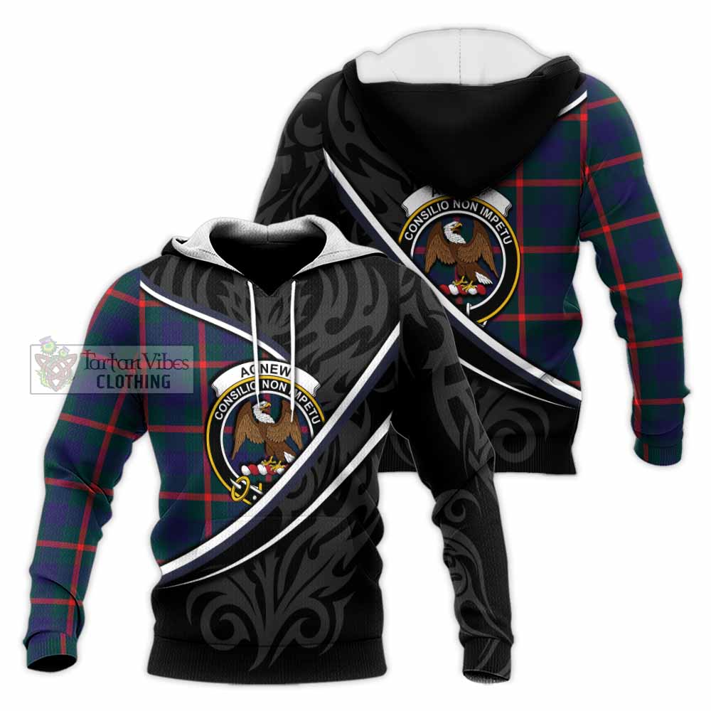 Agnew Tartan Family Crest Knitted Hoodie Celtic Scottish Thistle Floral - Tartan Vibes Clothing