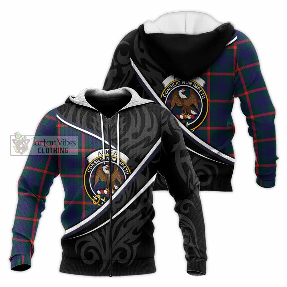 Agnew Tartan Family Crest Knitted Hoodie Celtic Scottish Thistle Floral - Tartan Vibes Clothing