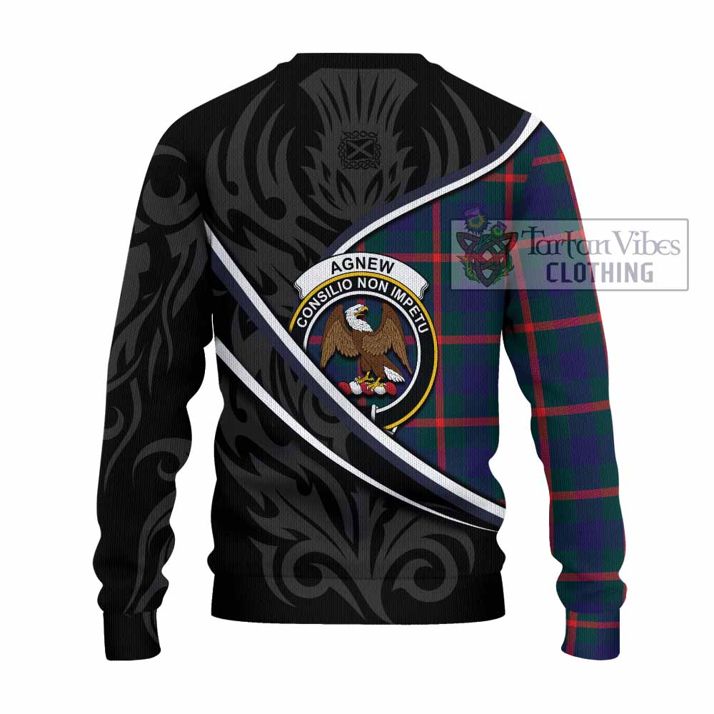 Agnew Tartan Family Crest Knitted Sweater Celtic Scottish Thistle Floral - Tartan Vibes Clothing