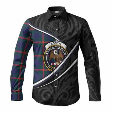 Agnew Tartan Family Crest Long Sleeve Button Shirts Celtic Scottish Thistle Floral