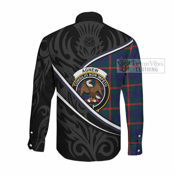 Agnew Tartan Family Crest Long Sleeve Button Shirts Celtic Scottish Thistle Floral