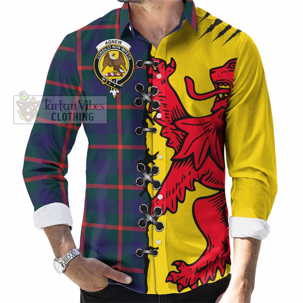 Agnew Tartan Family Crest Long Sleeve Button Shirts Lion Rampant Honor - Tartan Vibes Clothing