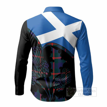 Agnew Tartan Family Crest Long Sleeve Button Shirts Scotland Thistle Floral Flag Style