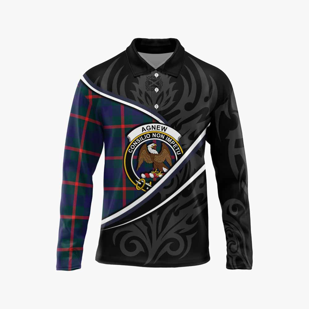 Agnew Tartan Family Crest Long Sleeve Polo Shirt Celtic Scottish Thistle Floral - Tartan Vibes Clothing