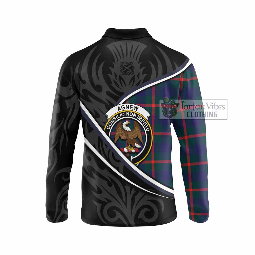 Agnew Tartan Family Crest Long Sleeve Polo Shirt Celtic Scottish Thistle Floral - Tartan Vibes Clothing