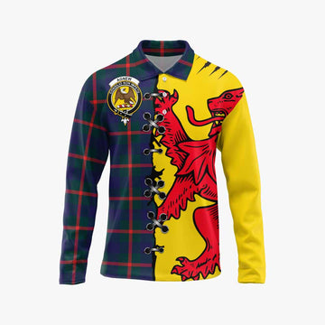 Agnew Tartan Family Crest Long Sleeve Polo Shirt Lion Rampant Honor
