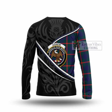 Agnew Tartan Family Crest Long Sleeve T-Shirt Celtic Scottish Thistle Floral