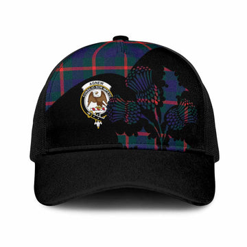 Agnew Tartan Family Crest Mesh Trucker Cap Scotland Thistle Floral Flag Style