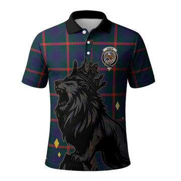 Agnew Tartan Family Crest Polo Shirt Crowned Lion Roaring