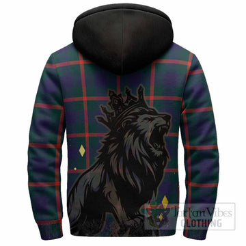 Agnew Tartan Family Crest Sherpa Hoodie Crowned Lion Roaring