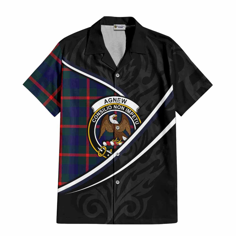 Agnew Tartan Family Crest Short Sleeve Button Shirt Celtic Scottish Thistle Floral - Tartan Vibes Clothing