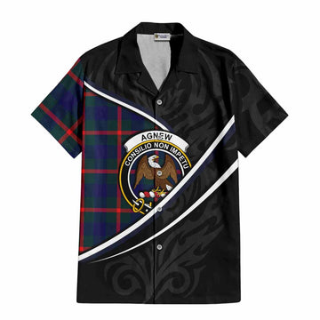 Agnew Tartan Family Crest Short Sleeve Button Shirt Celtic Scottish Thistle Floral - Tartan Vibes Clothing