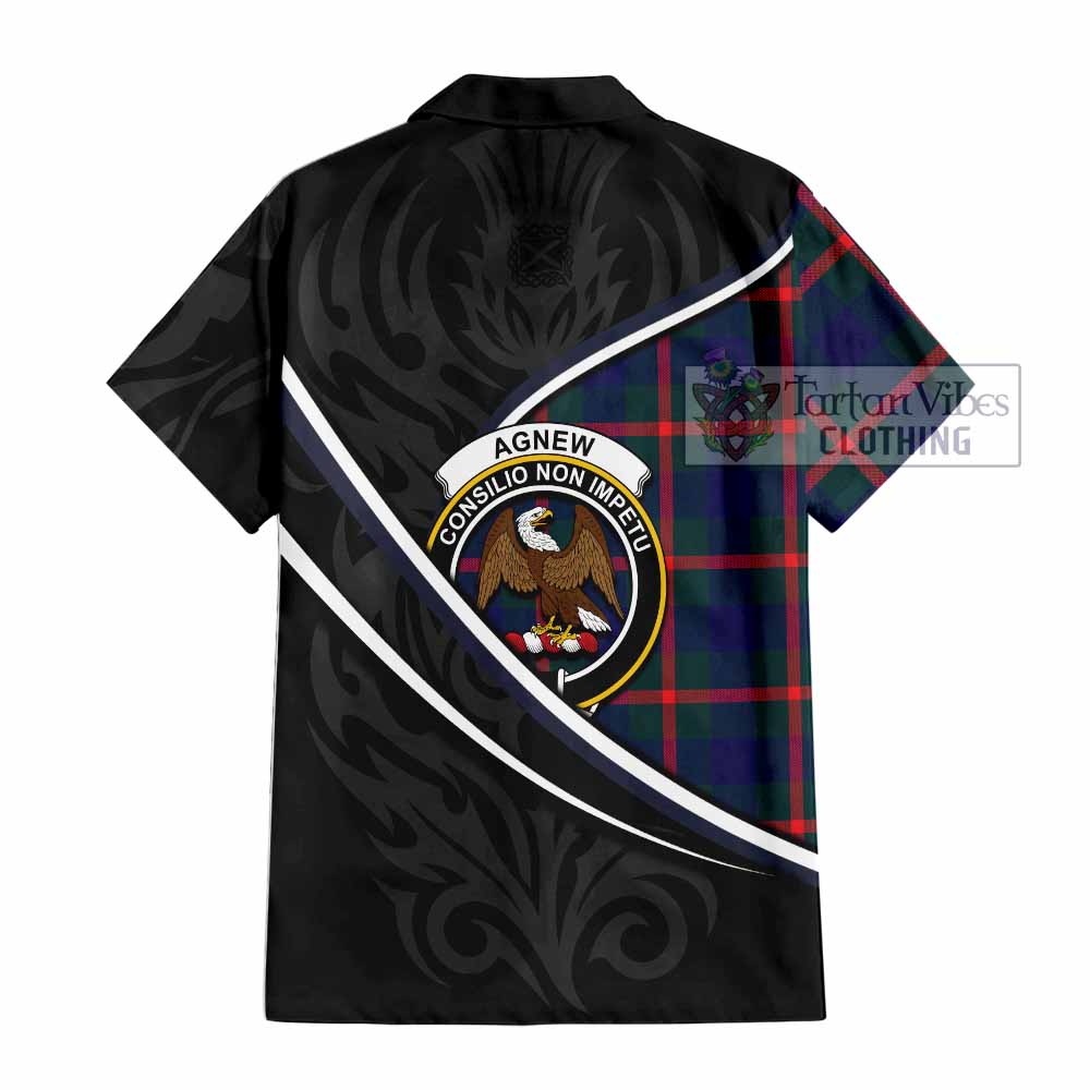 Agnew Tartan Family Crest Short Sleeve Button Shirt Celtic Scottish Thistle Floral - Tartan Vibes Clothing