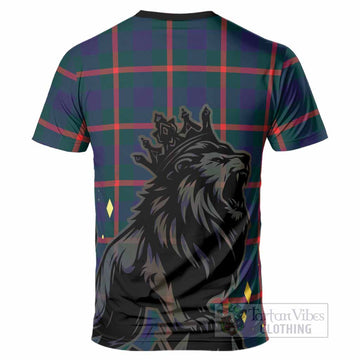 Agnew Tartan Family Crest T-Shirt Crowned Lion Roaring