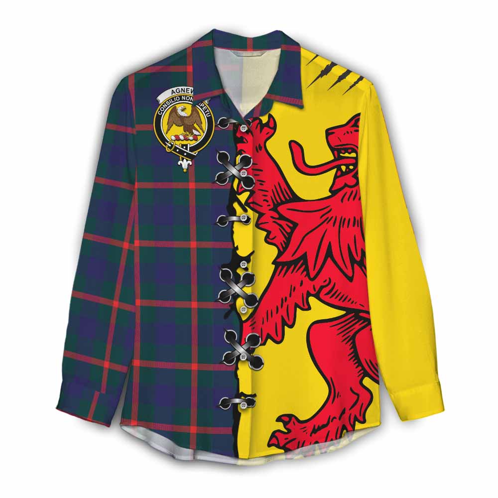 Agnew Tartan Family Crest Women Casual Shirt Lion Rampant Honor - Tartan Vibes Clothing