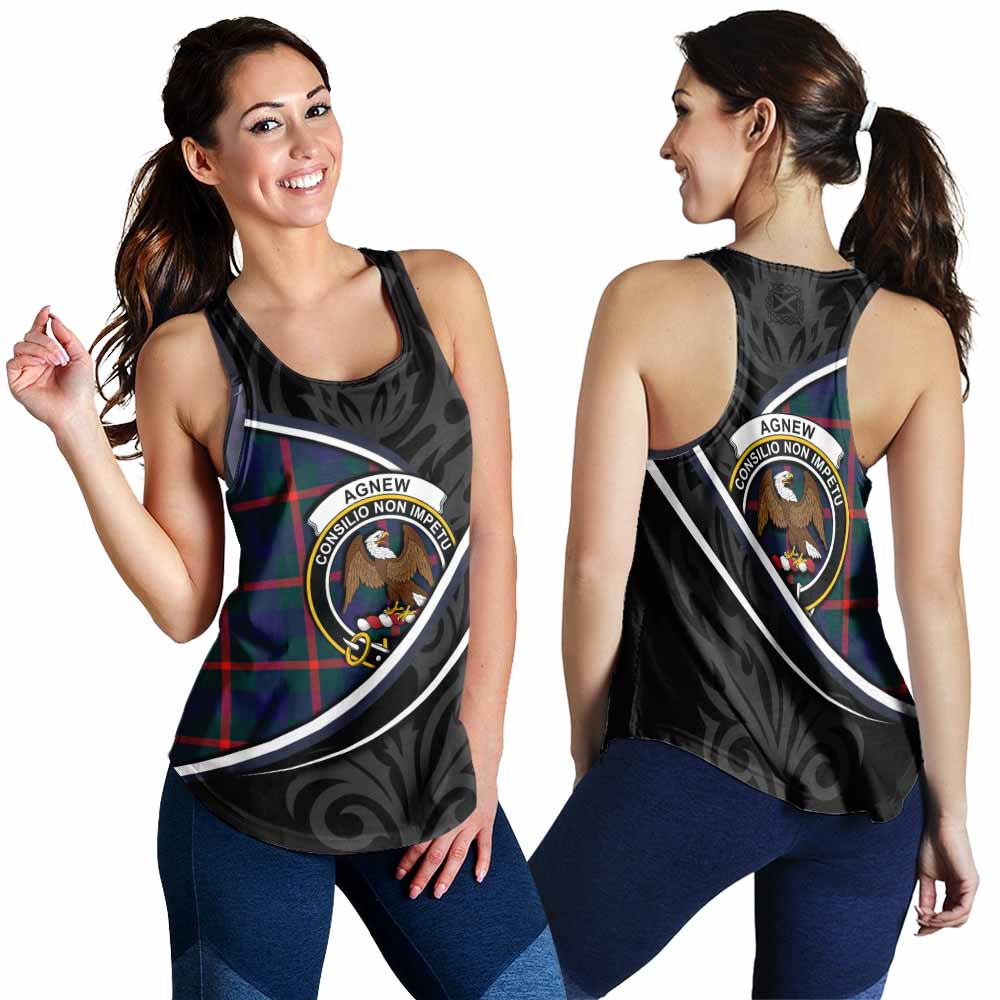Agnew Tartan Family Crest Women Racerback Tanks Celtic Scottish Thistle Floral - Tartan Vibes Clothing